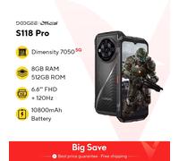 DOOGEE S118 Pro 5G Rugged Phone dimension 7050 6.6 ''FHD 120Hz 8GB RAM 512GB ROM 10800mAh batteria 8GB 512GB Silver