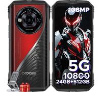 DOOGEE S118 Pro Rugged Smartphone 5G, 512GB + 24GB, Dimensity 7050 10800mAh/33W, 108MP+20MP+8MP Telefono Indistruttibile, Android 14 6,6" FHD+ 120Hz, 5G Dual SIM/WiFi 6/NFC/OTG, Rosso