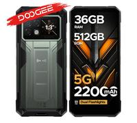 Doogee S200 Max 5g Telefono robusto 22000Mah Batteria 1.3 "Display posteriore 36Gb (16 +20) 512Gb Torcia a doppia luce 108Mp Ai Camera Phone 16Gb 512Gb Gold