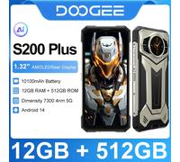 DOOGEE S200 Plus 5G AI Telefono robusto 12+512GB Android 14 10100mAh Batteria 1.32" Display posteriore Dimensity 7300 6.72'' Smartphone 12GB 512GB Red