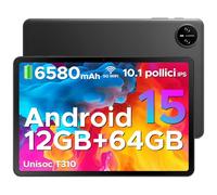 DOOGEE Tab A9 Android 15 Tablet 10 Pollici, 12(3+9) GB RAM + 64GB ROM (TF 2TB), 6580mAh Batteria, 5G+2.4G WiFi, 1280IPS, 5MP+8MP, Unisoc T310 Quad Core/OTG/Face Unlock Camera