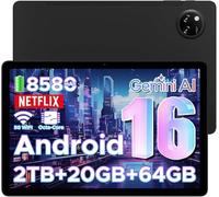 DOOGEE Tab A9+ Android 16 Tablet 11 Pollici,20GB(4+16) RAM+64GB/2TB TF,8580mAh,WiFi5,1280 * 800 IPS,Gemini AI,13MP+5MP,Tablet in Offerta Unisoc T7200 Octa Core/OTG/Face Unlock/Widevine L1/GPS,Nero