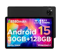 DOOGEE Tab A9 PRO+ Tablet 11 Pollici 90Hz Android 15 Tablets, 30GB RAM+128GB ROM/TF 2TB, 8580mAh 5G WiFi, T7200 Octa-Core PC, Widevine L1/13MP+5MP/GPS/FACE ID/OTG/Doppi altoparlanti/3.5mm Jack, Nero