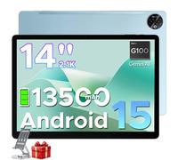 DOOGEE Tab E3 Max 2.1K Tablet 14 Pollici, 32GB+256GB(2TB TF), 13500mAh Batteria Tablet Android 15, MTK G100 Octa-Core Gaming Tablets, Dual SIM 4G LTE+5G WiFi, 16MP/BT5.2/3.5MM/GMS/4 Speakers, Blu