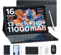 DOOGEE Tab E3 Pro Android 16 Tablet 13 Pollici Helio G100, 7.9mm Ultra-Sottile, 1920 * 1200 FHD+, 11000mAh Tablet con Tastiera, 32GB RAM+256GB ROM, 4G LTE+5G WiFi, 13MP+8MP Quattro Altoparlanti, Nero