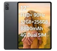 DOOGEE Tab E3+ Tablet Android 15, 12" IPS FHD+ 90Hz, 32GB RAM+256GB ROM/2TB, 8800mAh, 13+5MP Fotocamere, Octa-Core 6nm, Dual SIM 4G LTE, 4 Altoparlanti, GPS, Gemini AI, 2025, Grigio