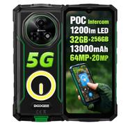 DOOGEE Telefono Rugged 5G Fire 7 PRO, Intercom POC, Torcia 1200lm, 32GB+256GB, 13000mAh, 64MP+20MP Visione Notturna, Schermo 6.6'' HD+, Gemini AI, Smartphone IP68 Antiurto, Triplo Slot, NFC Verde