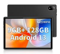 DOOGEE U10 Tablet Android 13, 9GB RAM + 128GB ROM (1TB TF), 10 pollici Tablet Touch 2024, Quad-Core 2.0 GHz, WiFi-6 / BT 5.0 / GMS / 5060mAh / 1280 x 800 / 8MP+5MP / Widevine L1, Nero