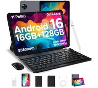 DOOGEE U11 Android 16 Tablet 11 Pollici Gemini AI 16GB RAM +128GB ROM (2TB TF), 8580mAh Gaming Tablet Unisoc T7200 Octa-Core, 13MP+5MP, Tablet con Tastiera e Penna, Mouse, Stilo, GPS/Face ID