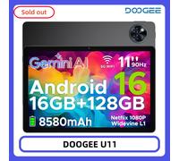 DOOGEE U11 Tablet 11 "Display Ultra-trasparente 90Hz 16GB 128GB 8580mAh Batteria Unisoc T7200 Doppio altoparlante Widevine L1 Android 16