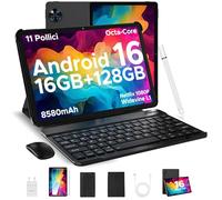 DOOGEE U11 Tablet 11 Pollici, Android 16 Tablet con Tastiera, 16GB+128GB/2TB TF, 90Hz, 8580mAh, 7.9mm Thin, Unisoc T7200 Octa Core/13MP/Widevine L1/Face ID, Tablets con Penna & Mouse & Case