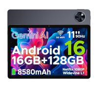 DOOGEE U11 Tablet Android 16, Tablet 11 Pollici, 16GB RAM + 128GB ROM/2TB TF, 8580Amh, 7.9mm Thin, T7200 Octa-core, 90Hz 13MP, Gemini AI, Support Face Unlock/GPS/Grigio