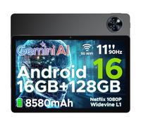 DOOGEE U11 Tablet Android 16, Tablet 11 Pollici, 16GB RAM + 128GB ROM/2TB TF, 8580Amh, 7.9mm Thin, T7200 Octa-core, 90Hz 13MP, Gemini AI, Support Face Unlock/GPS/Nero