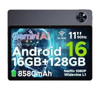 DOOGEE U11 Tablet Android 16, Tablet 11 Pollici, 16GB RAM + 128GB ROM/2TB TF, 8580Amh, 7.9mm Thin, T7200 Octa-core, 90Hz 13MP, Gemini AI, Support Face Unlock/GPS/Grigio