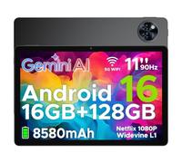 DOOGEE U11 Tablet Android 16, Tablet 11 Pollici, Gemini AI, 16GB RAM + 128GB ROM/2TB TF, 8580Amh, 7.9mm Thin, T7200 Octa-core, 90Hz 13MP, Support Face Unlock/GPS Nero