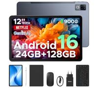 DOOGEE U12 Tablet con Tastiera Android 16, Tablet 12 Pollici, 24GB RAM+128GB/2TB TF, WIFI5, Gemini AI, 2000*1200 FHD+IPS, 9000mAh/18W, 13MP+8MP, UNISOC T7255 Octa Core/Widevine L1/Face ID/GPS, Grigio