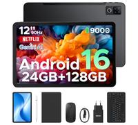 DOOGEE U12 Tablet con Tastiera Android 16, Tablet 12 Pollici, 24GB RAM+128GB/2TB TF, WIFI5, Gemini AI, 2000 * 1200 FHD+IPS, 9000mAh/18W, 13MP+8MP, UNISOC T7255 Octa Core/Widevine L1/Face ID/GPS, Nero