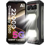 DOOGEE V Max S 5G Telefono robusto 6,58" Doppie luci da campeggio 24 GB (8 + 16) 256 GB 22000 mAh Batteria grande 108 MP AI Fotocamera Smartphone