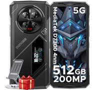 DOOGEE V40 Pro Rugged Smartphone, D7300 5G Octa-Core, 36(16+20) GB+512 GB, 1.47” Rear Display 6.78”FHD 8680mAh, 200MP+20MP+8MP+8MP&32MP, Triple Card Slot/Android 14/NFC/Fingerprint/Face ID, Argento