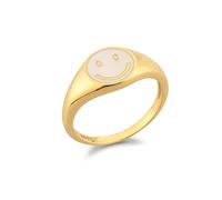 DOOLY 925 Sterling Argento Oro Sorriso Smalto Smalto Anello Anello di Lusso Primavera Gioielli fine Bianco Nero Rosa Smiley Donne Regalo