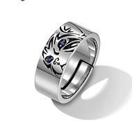 DOOLY Anello da Uomo e da Donna in Argento Sterling 925 con Gatto, Marchio di Marea, Design Originale, Coppia, Anello Aperto, personalità, Vento Freddo