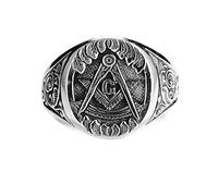 DOOLY Anello da Uomo in Argento 925 con Anello massonico alla Moda con Dito Indice