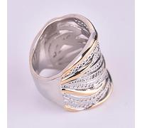 DOOLY Anello di Fidanzamento Moda Donna Oro Argento Colore Multi Strato Anelli di avvolgimento Anelli Gioielli Regalo di Lusso Anello con Cristallo di Lusso