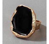 DOOLY Anello in Oro in Pietra Nera Bohémien per Le Donne Uomini Charms Olio gocciolante Grande Anello congiunto Gioielli gotici Accessori Gioielli