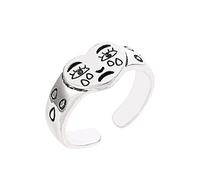 DOOLY Creative Cry Face Ring Moda Femminile Tear Crying Heart Anello ridimensionabile per Gioielli da Donna Ladies Bar Night Club Jewelry