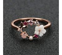 DOOLY Fashion Creativo Farfalla Fiori Cristallo Dito Anelli di Cerimonia Nuziale per Le Donne Oro Rosa zircone Anello Glamour Gioielli Ragazza Regalo Bijoux