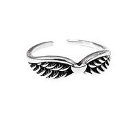 DOOLY Nuova personalità Amore Cuore Ali 925 Gioielli in Argento Sterling Piccoli Anelli di Apertura squisiti Popolari a Forma di Cuore Fresco retrò