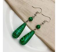 DOOLY Orecchini a Goccia di Moda Coreana per Le Donne Orecchini a Gancio per l'orecchio da Donna in Malachite Naturale Naturale Gioielli Fatti a Mano Fai da Te