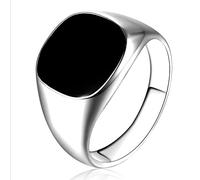 DOOLY Uomo Anello Vintage Anello Smalto Punk Classic Black Drip Imitazione Pietre Nere Anello Smalto Maschile