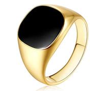 DOOLY Uomo Anello Vintage Anello Smalto Punk Classic Black Drip Imitazione Pietre Nere Anello Smalto Maschile