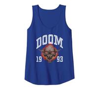 Doom 1993 Lost Soul Pixelated Skull Retro Video Game Canotta, Donna, Blu Reale, XXL