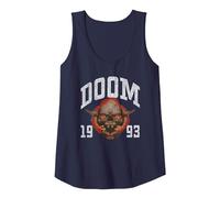Doom 1993 Lost Soul Pixelated Skull Retro Video Game Canotta, Donna, Navy, M