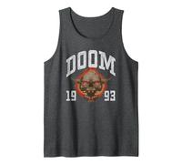 Doom 1993 Lost Soul Pixelated Skull Retro Video Game Canotta, Uomo, Grigio Scuro, L