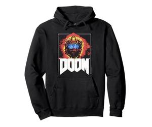 Doom Cacodemon Flames with Frame Art Video Game Felpa con Cappuccio