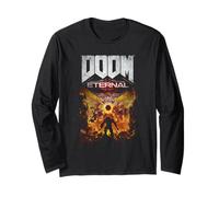 Doom Eternal Gold Cover Art Scene Distressed Video Game Maglia a Manica