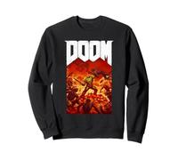 Doom Full Color Retro Cover Art with Logo Vintage Video Game Felpa