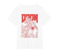 Doom Red Sketched Cover Art Retro Video Game Maglietta, Donna Plus-Size, Bianco, 3X
