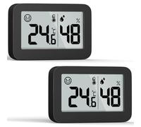 DOOMAY Mini igrometro Termometro da Interno, Misuratore di umidità Digitale con Pulsante di Commutazione Celsius Fahrenheit, Misuratore di umidità Monitor della Temperatura per Cameretta,Nero(2,5cm)