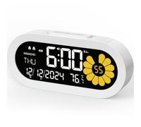 DOOMAY Sveglia digitale per camera da letto: doppia sveglia da comodino, display LCD VA con secondi, snooze 9 minuti e modalità weekend, 3 luminosità, 4 allarmi e 3 livelli di volume