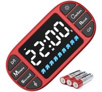 DOOMAY Timer digitale da cucina - Timer magnetico per conto alla rovescia, grande display LED da 3,6 pollici, 3 livelli di luminosità, 4 livelli di volume, 4 allarmi per bambini, scuola, aula, casa e