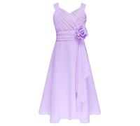 Doomiva Abito da Damigella in Chiffon per Bambina Ragazza Vestito da Principessa Scollo Cuore Vestito da Cerimonia con Fiori Abito da Sposa Sera Comunione 5-16 Anni