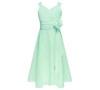 Doomiva Abito da Damigella in Chiffon per Bambina Ragazza Vestito da Principessa Scollo Cuore Vestito da Cerimonia con Fiori Abito da Sposa Sera Comunione 5-16 Anni