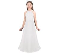 Doomiva Abito da Principessa per Bambina Ragazza Vestito Elegante Abito da Damigella d'Onore Abito da Cerimonia Senza Manica Compleanno Sposa Nozze Nuziale Bianco 16 Anni