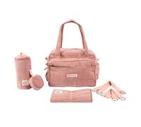 doomoo Borsa fasciatoio soffice, capacità 24 l, custodia rimovibile, 8 elementi essenziali per il bambino, tra cui un fasciatoio e cinghie per passeggino, borsa per pannolini, rosa