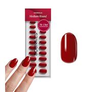 DOONAILS® Mon Cheri - Set di 30 unghie finte in morbido gel, rotonde, colore rosso classico, copertura completa, 15 misure, 6-14 mm, lunghezza 18 mm
