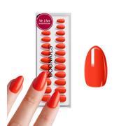 DOONAILS® On Fire, Set di 30 unghie finte a pressione in morbido gel, colore rosso e arancione luminoso, copertura completa, qualità da salone